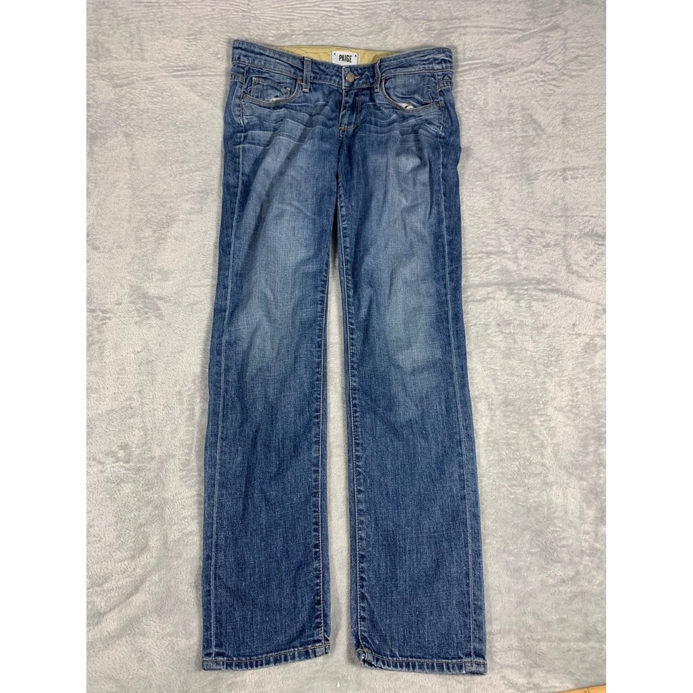 Paige Skyline Straight Women's Jeans Size 28 Blue Denim Faded Whiskered
